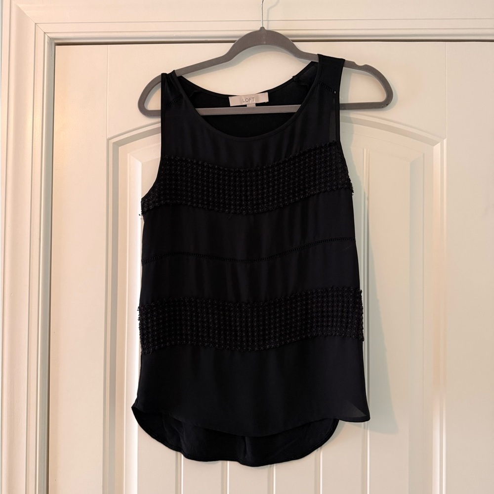 LOFT Black Textured Tank Top